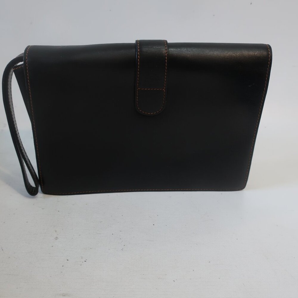 Womens Vintage Lederer Black Leather Clutch Bag - Picture 9 of 12